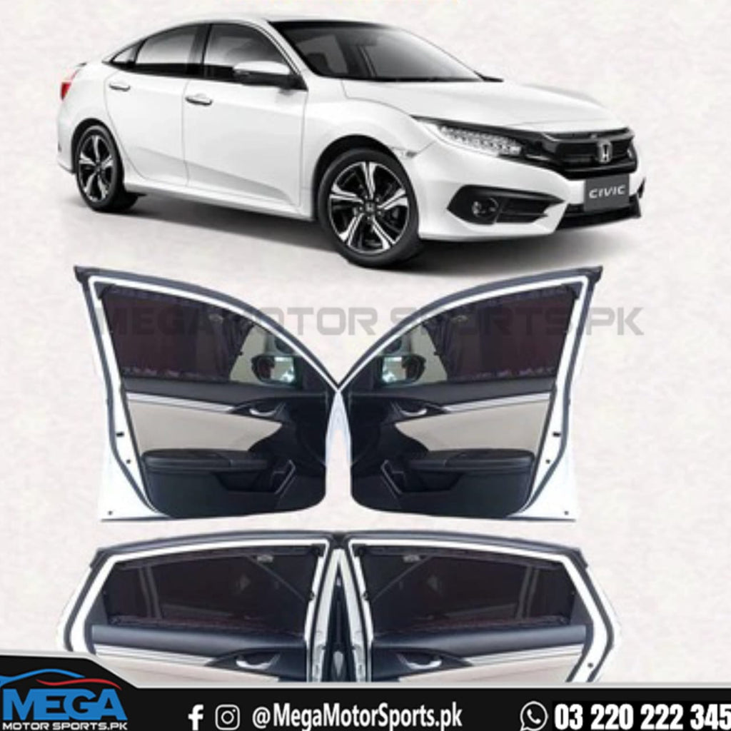 Honda Civic X Sliding Car Curtains / Sun Shades 2016-2021