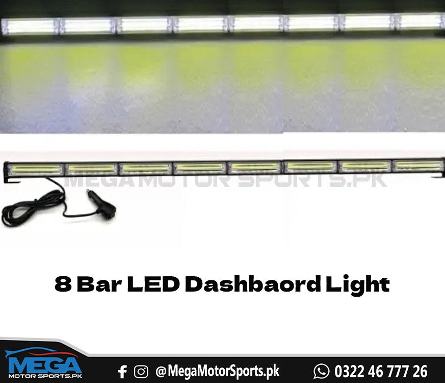 8 Bar LED Long Dashboard Light - White