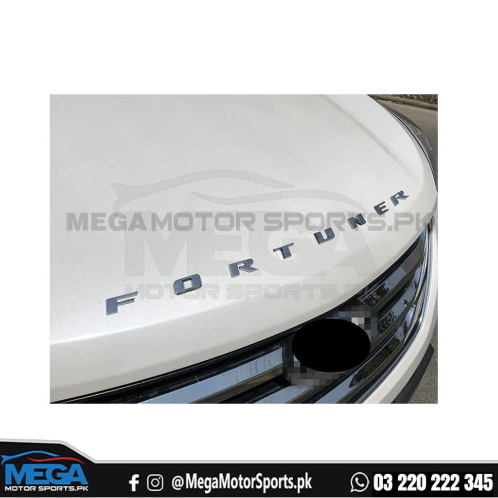 Toyota Fortuner Front Bonnet 3D Logo Letters In Matt Black