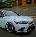 Honda Civic Type R Style Glossy Black Front Lip Splitter For 11th Gen 2022 - 2025