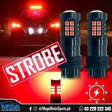 Brake Red LED Bulbs with 3 Strobe Effect - T20