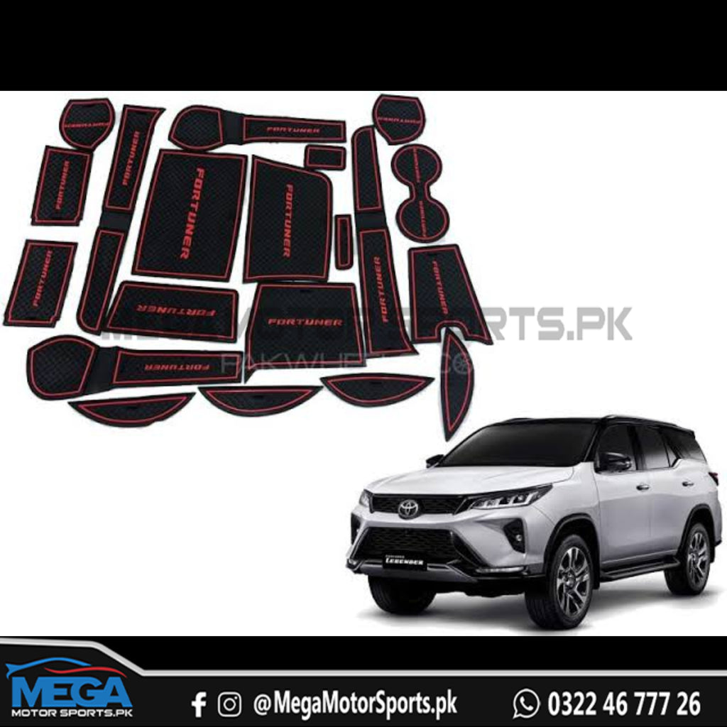 Toyota Fortuner Red Non Slip / Anti Slip Interior Mats 2017 - 2024