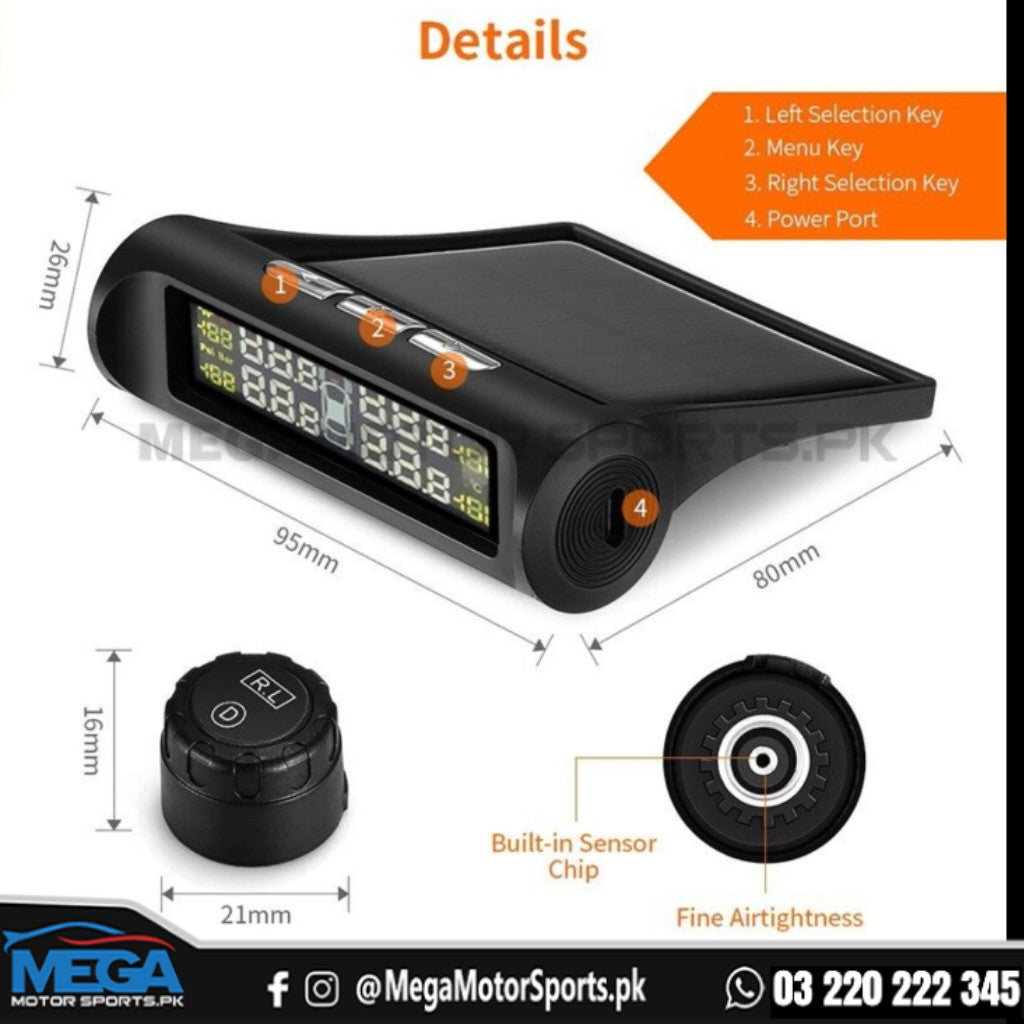 External TPMS Solar Power Tire Pressure Monitoring System – Mega Motor ...