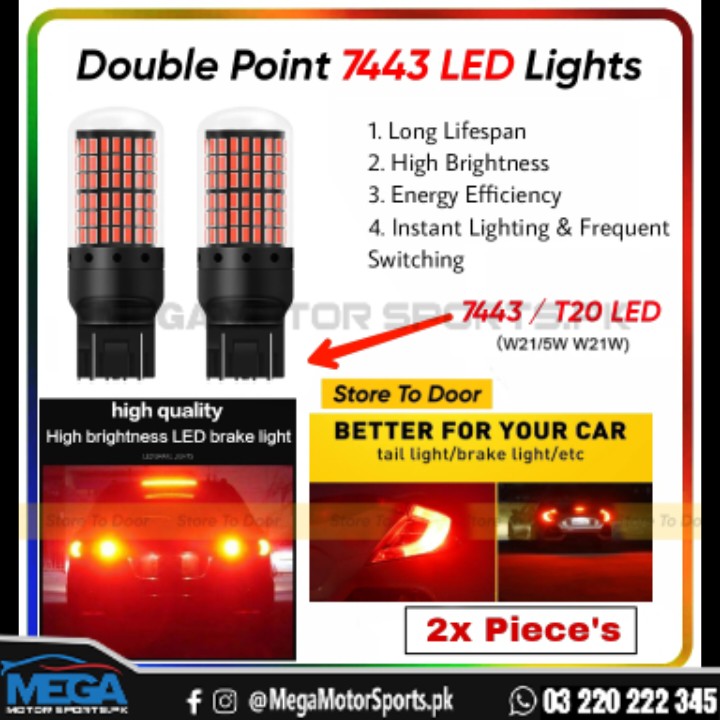 Red LED Brake Lamp Bulb T20 Double Point