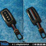 Metal Carbon Fiber Key Fob Cover + Key Ring For All Cars