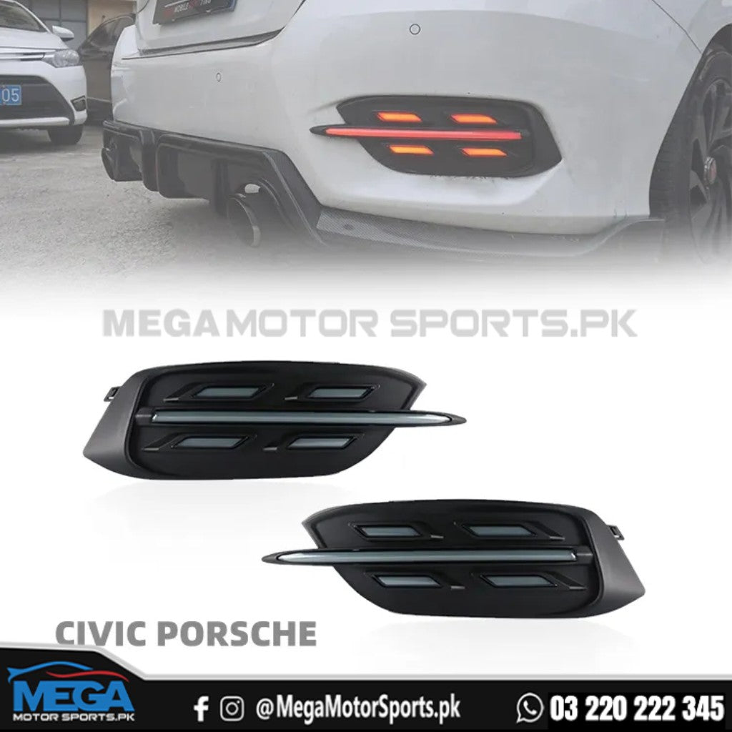 Honda Civic X Porsche Design Rear Bumper DRLs 2016 - 2021