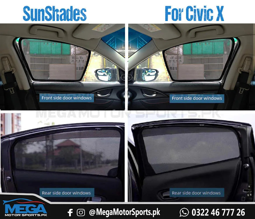 Honda Civic X Sun Shades Premium Quality For 2016 - 2021