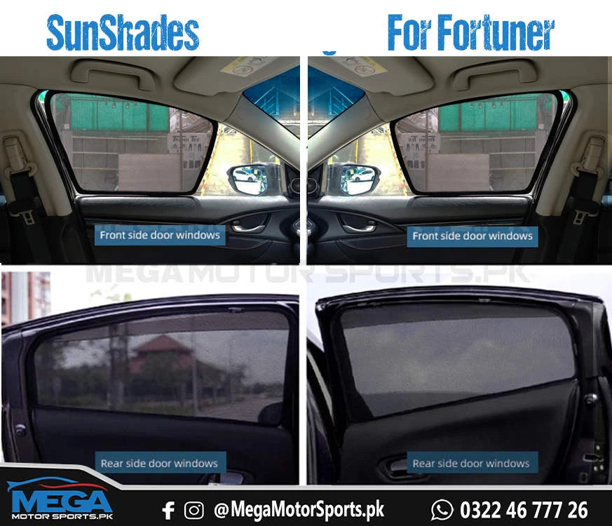 Toyota Fortuner Sun Shades Premium Quality For 2016 - 2021