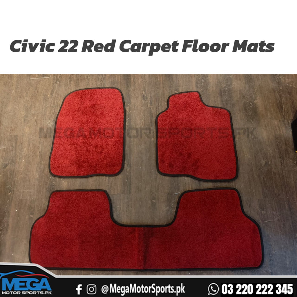 Honda Civic Red Carpet Floor Mats 11 gen 2022-2025