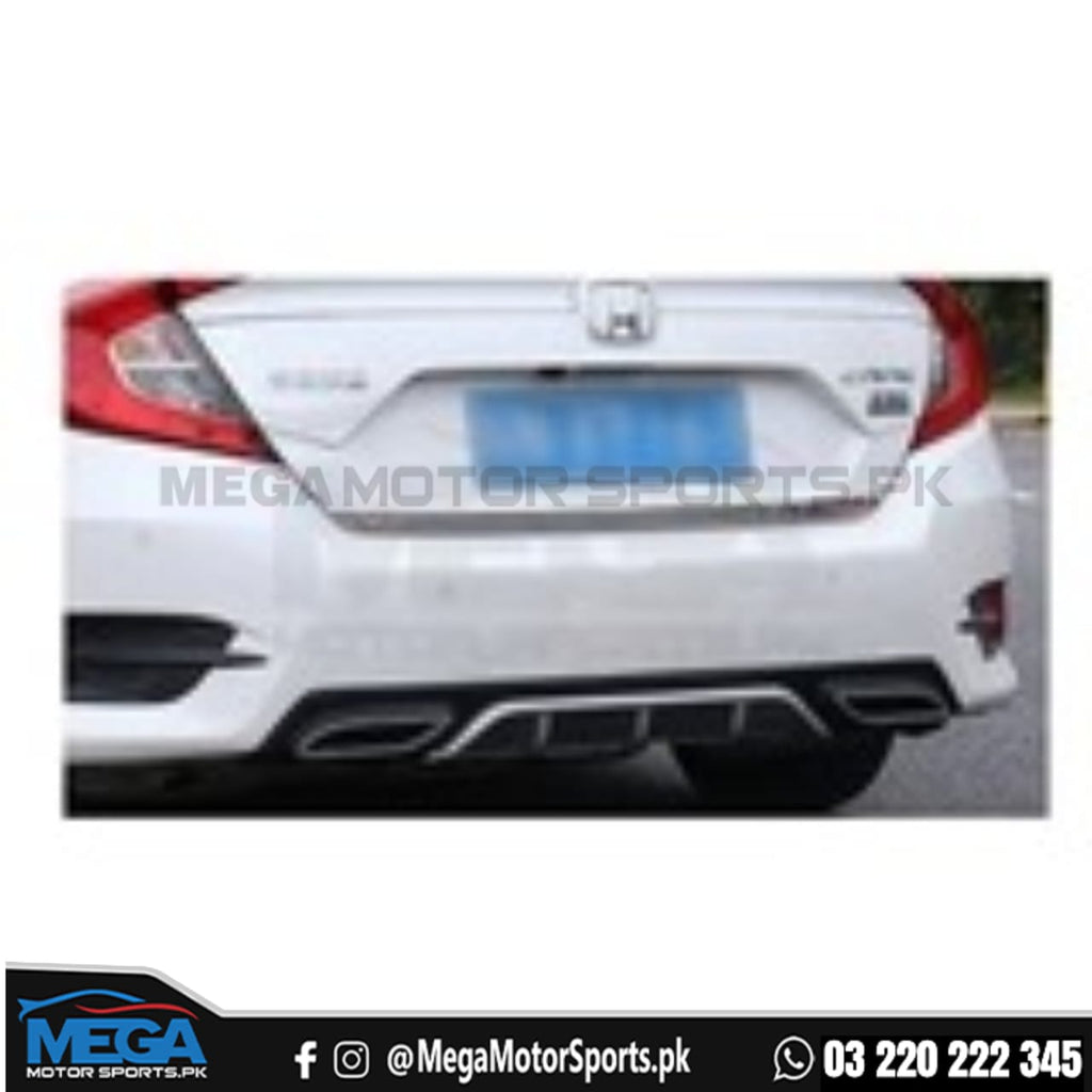 Honda Civic X Bumper Diffuser Double Exhaust Sliver Model 2016 - 2020