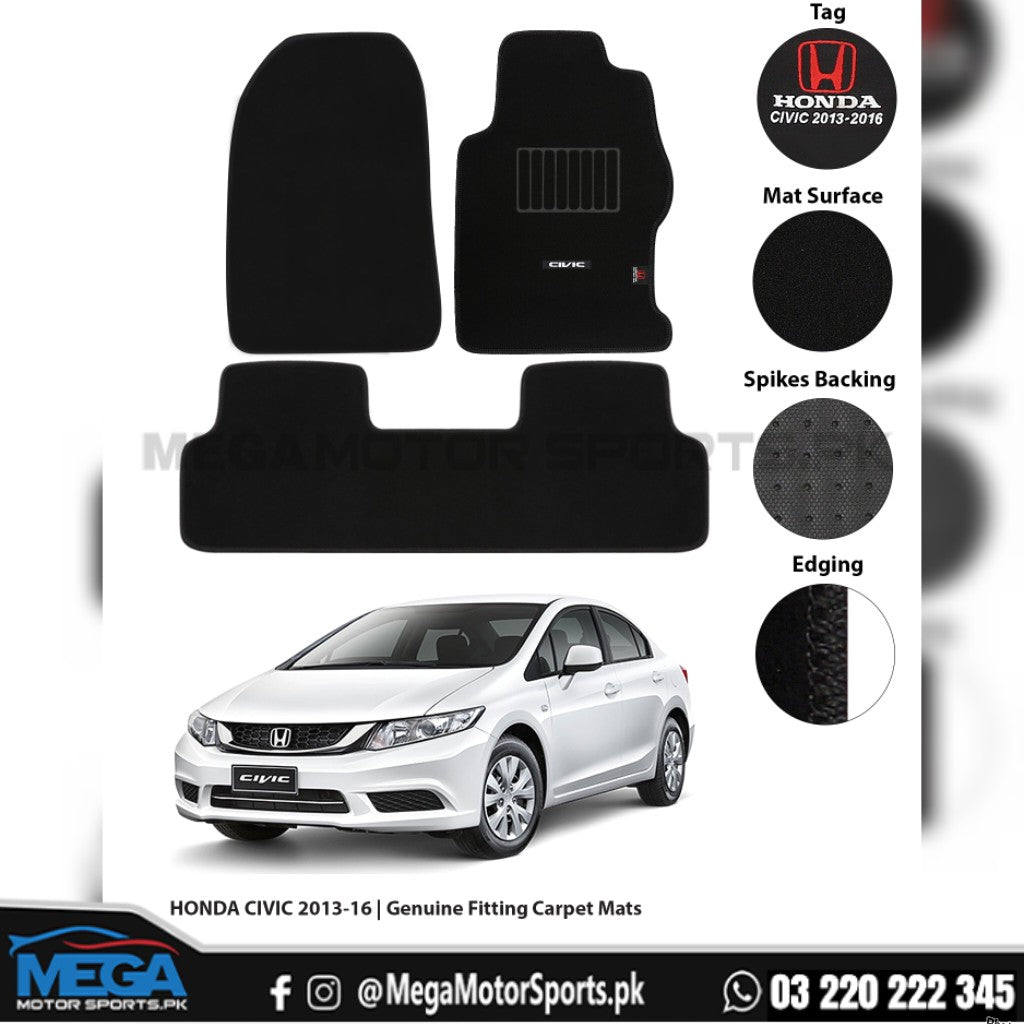 Honda Civic Rebirth Black Carpet Floor Mats For 2012-2015