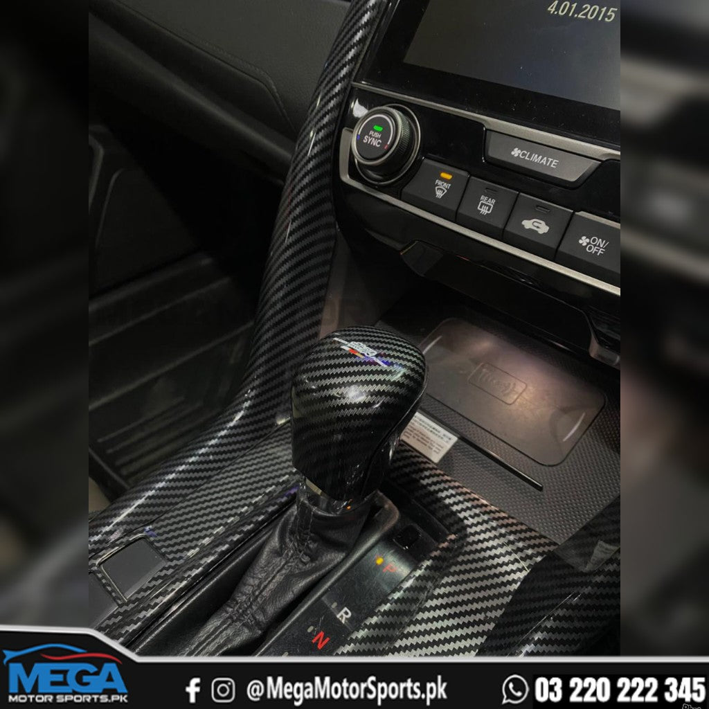 Honda Civic X Mugen Carbon Fiber Gear Knob Full Trim For 2016-2021