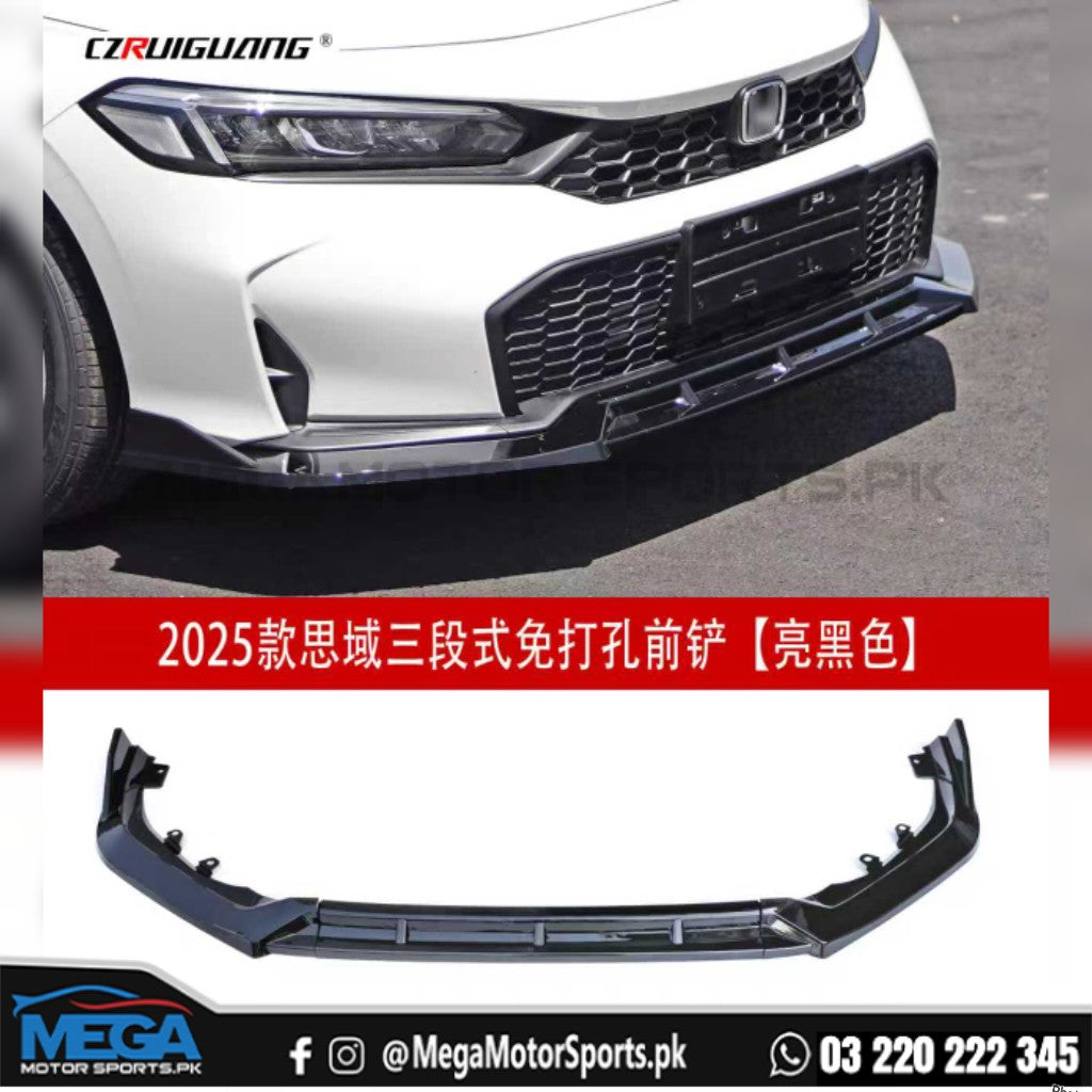 Honda Civic 11th Gen Facelift Bumper Front Lip / Splitter Gloss Black For 2025 2026