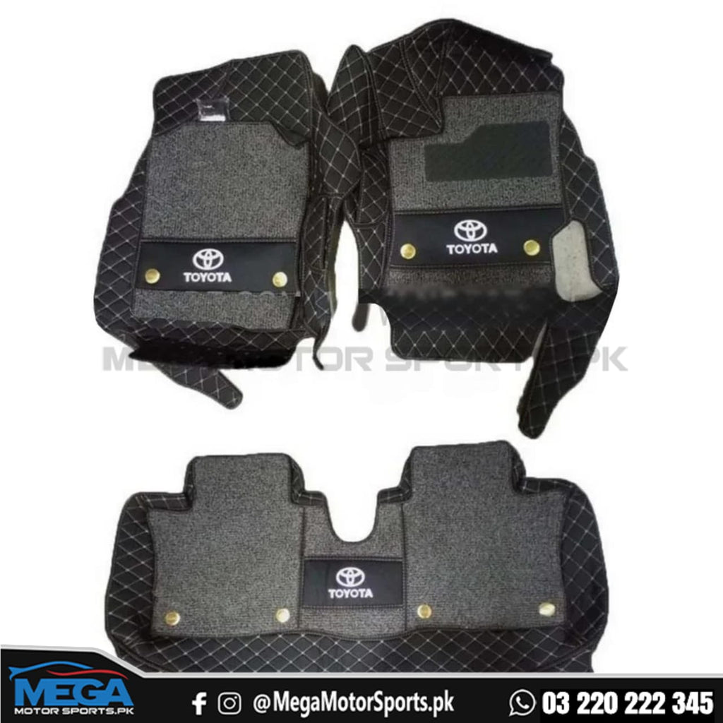 Toyota Yaris 10D Lining Floor Mats Black With Black Grass With Logo 3 Pcs – Model 2020-2021