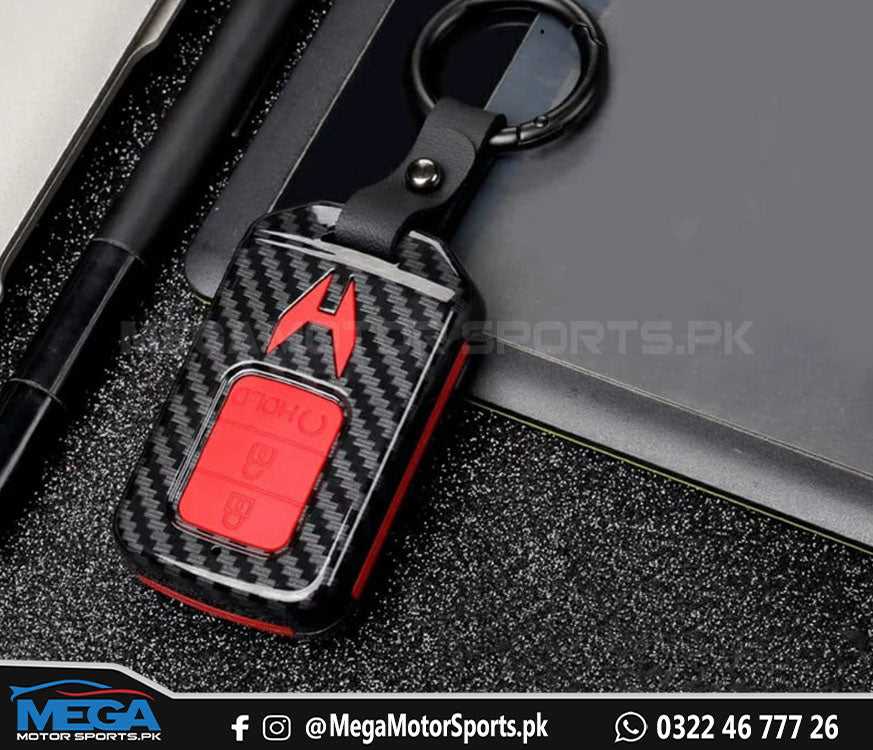 Honda Civic Red and Black Carbon Fiber Key Fob 3 Button For 2016 2017 2018 2019 2020 2021