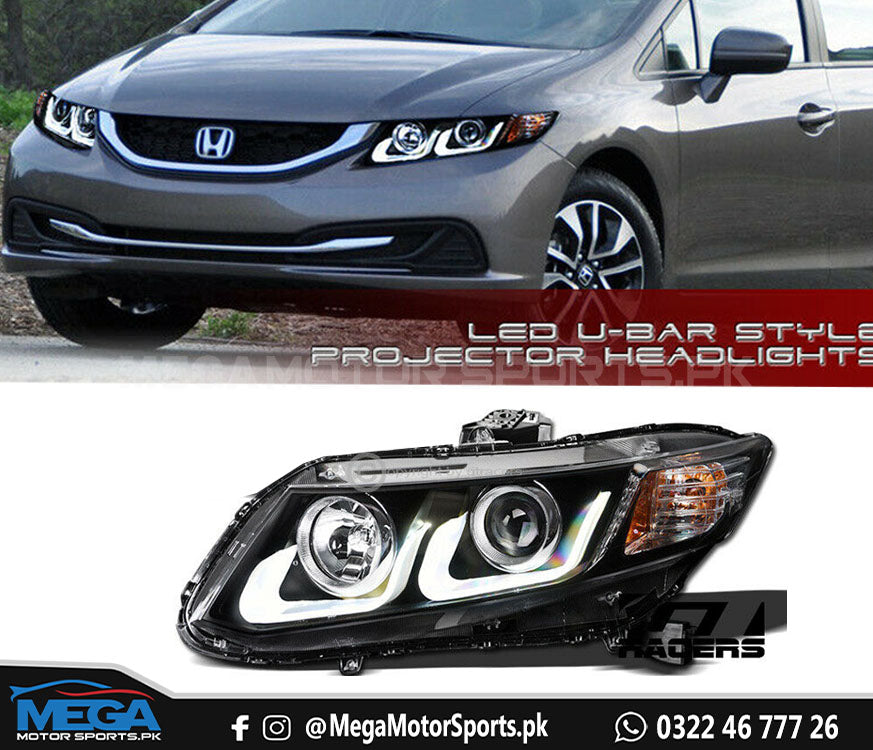 Honda Civic Rebirth U Shape Projector Headlights Taiwan For 2012 2013 2014 2015