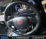 Universal Leather Carbon Fiber Steering Cover - Double Carbon Fiber with Leather