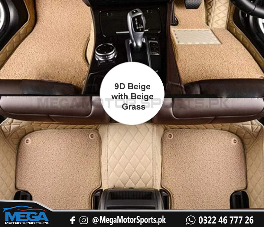 Toyota Prado 9D Floor Mats Beige With Beige Grass - 5 Seater For Models 2008 - 2020