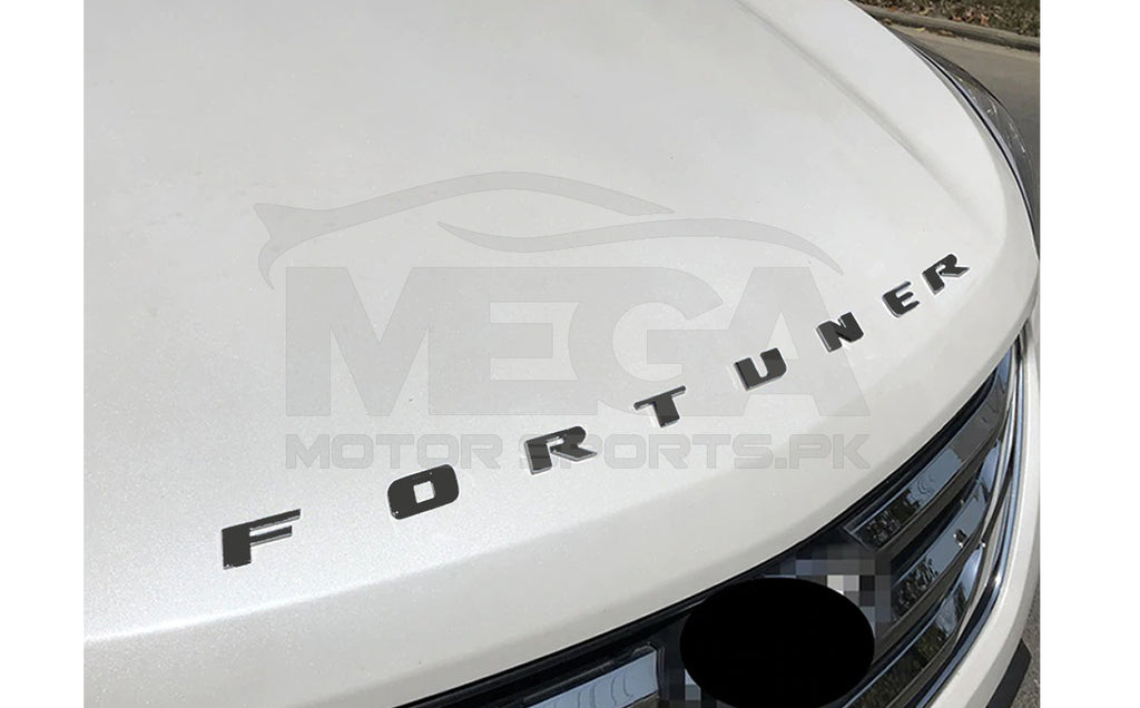 Toyota Fortuner Front Bonnet 3D Logo Letters In Matt Black