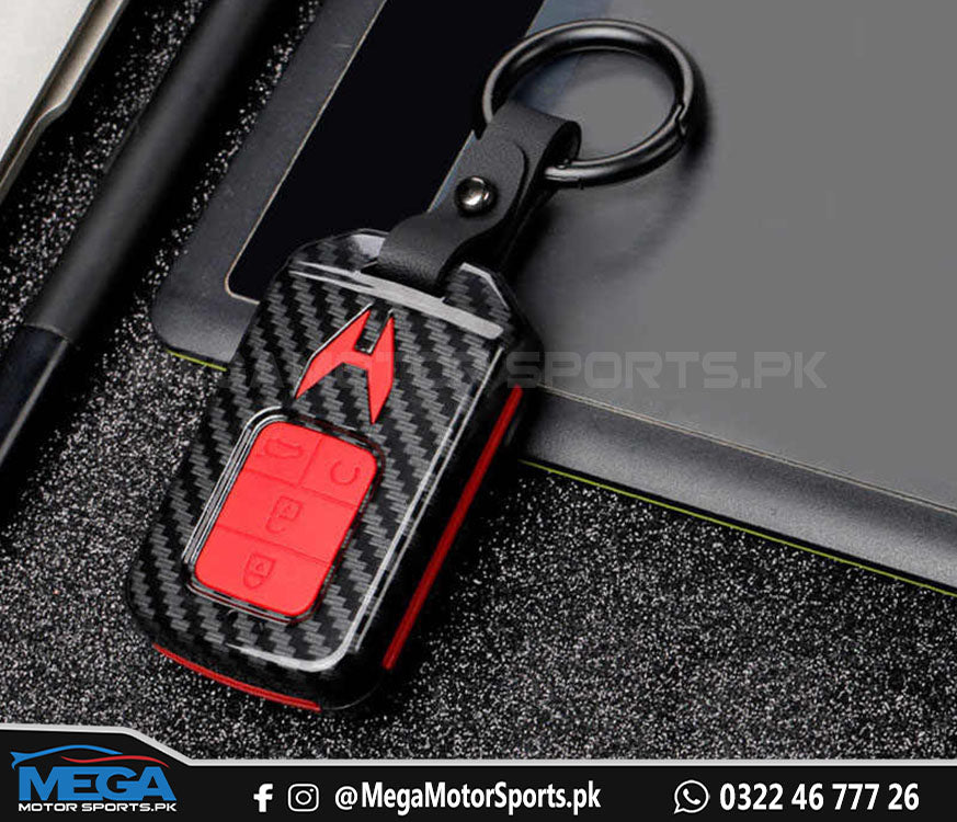 Honda Civic Red and Black Carbon Fiber Key Fob 4 Button For 2016 - 2021