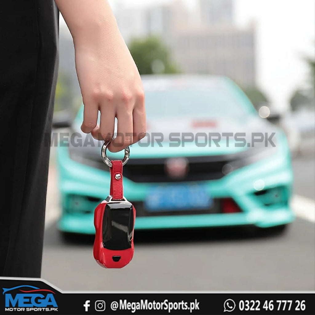 Honda Civic Car Style Key Fob - Red and Black - For Models 2016 2017 2018 2019 2020 2021