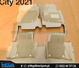 Honda City Beige 10D Horizontal Lining Floor Mats With Beige Grass For 2021 2022
