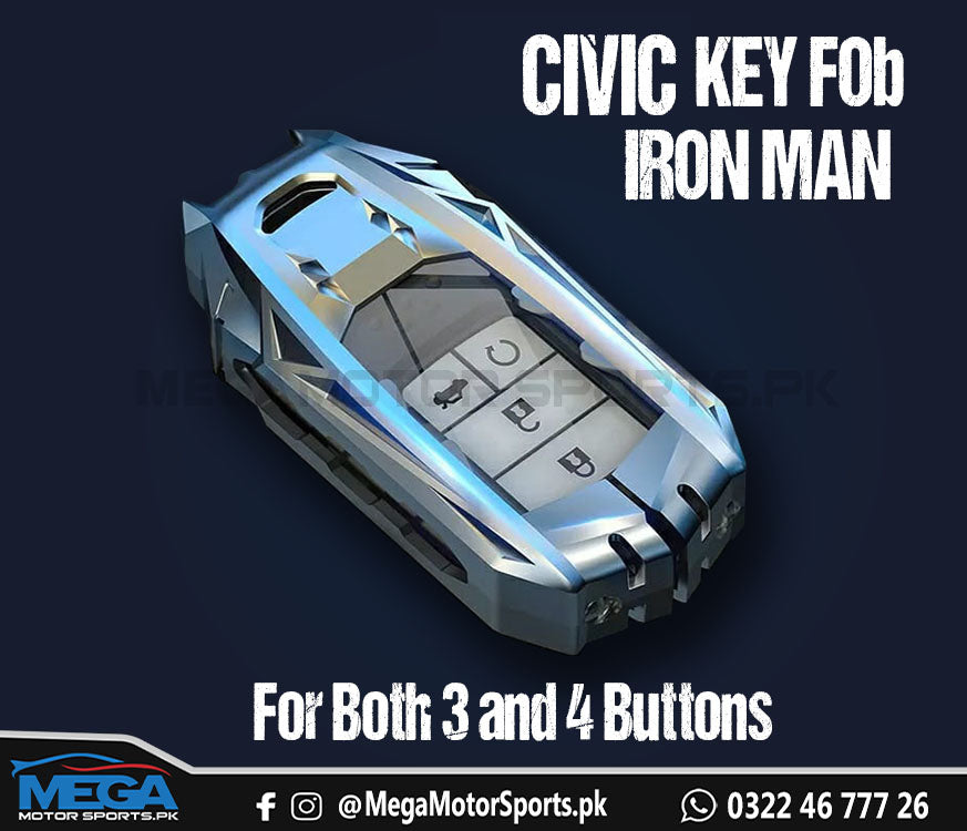 Honda Civic X Ironman Zinc Metal Key Fob / Key Cover For 2016 2017 2018 2019 2020 2021