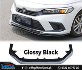 Honda Civic Mugen Glossy Black Front Lip Splitter For 11th Gen 2022 - 2025