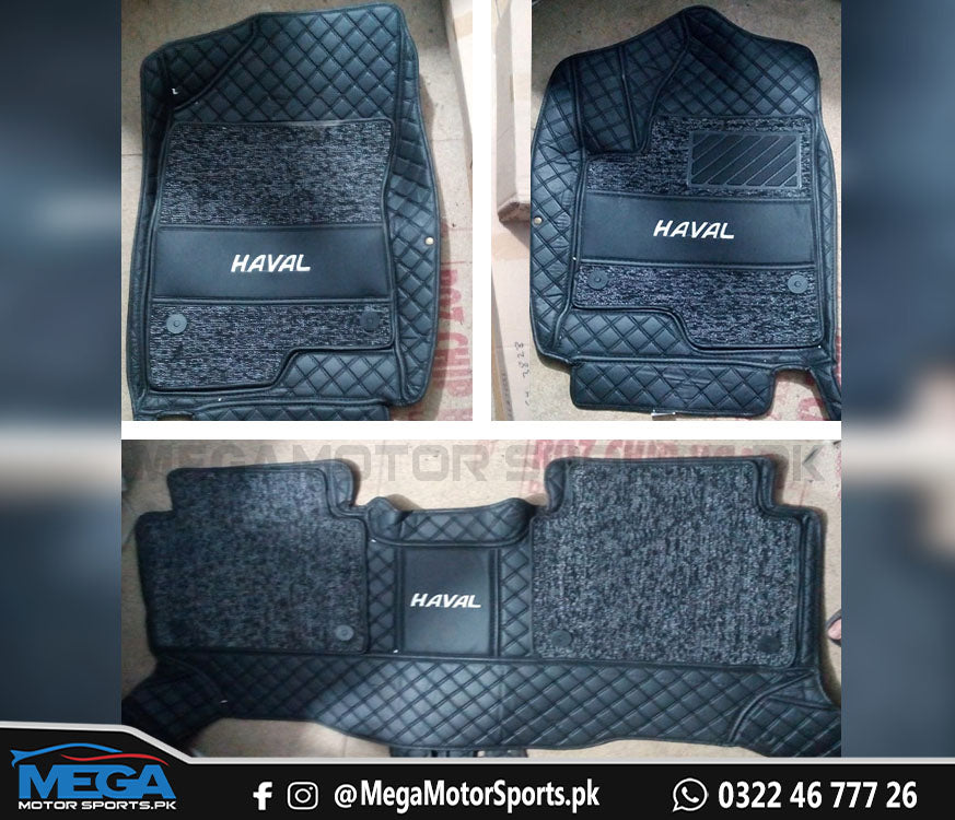 Haval H6 9D Black Floor Mats With Black Grass For 2021 2022