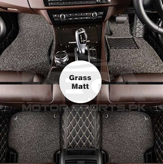 Toyota CHR 9D Diamond Floor Mats Black Grey Stitch With Grey Grass