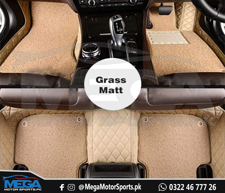 Hyundai Elantra 9D Floor Mats with grass - Beige - For 2020 2021