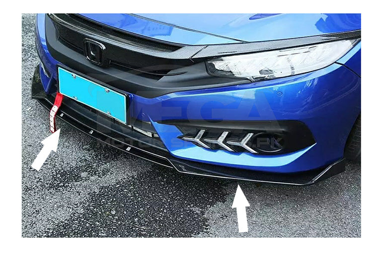 Honda Civic Glossy Black Front Bumper Lip Version 5 -2 Pieces