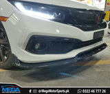 Honda Civic Facelift Front Bumper Carbon Fiber Splitter - 3 pcs - For 2016 2017 2018 2019 2020 2021