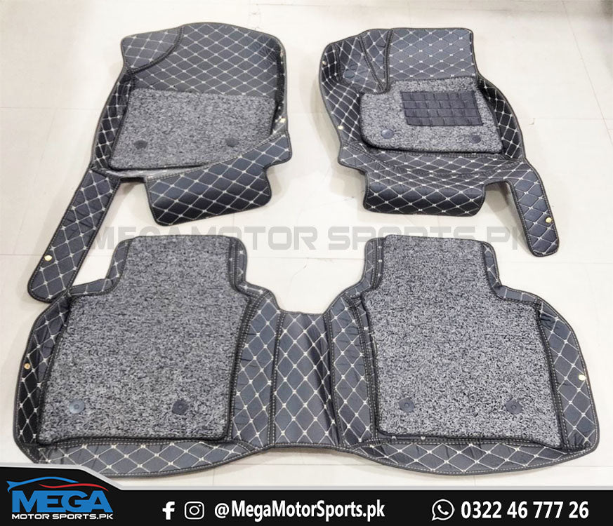 Honda Grace Black 9D Diamond Floor Mat with Grey Grass 