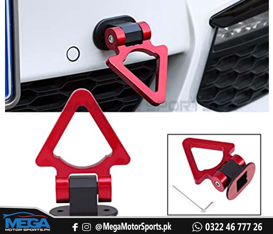 RED Aluminium Triangular Front Tow Hook | Towing Hook | Tow Hook Dummy For Car