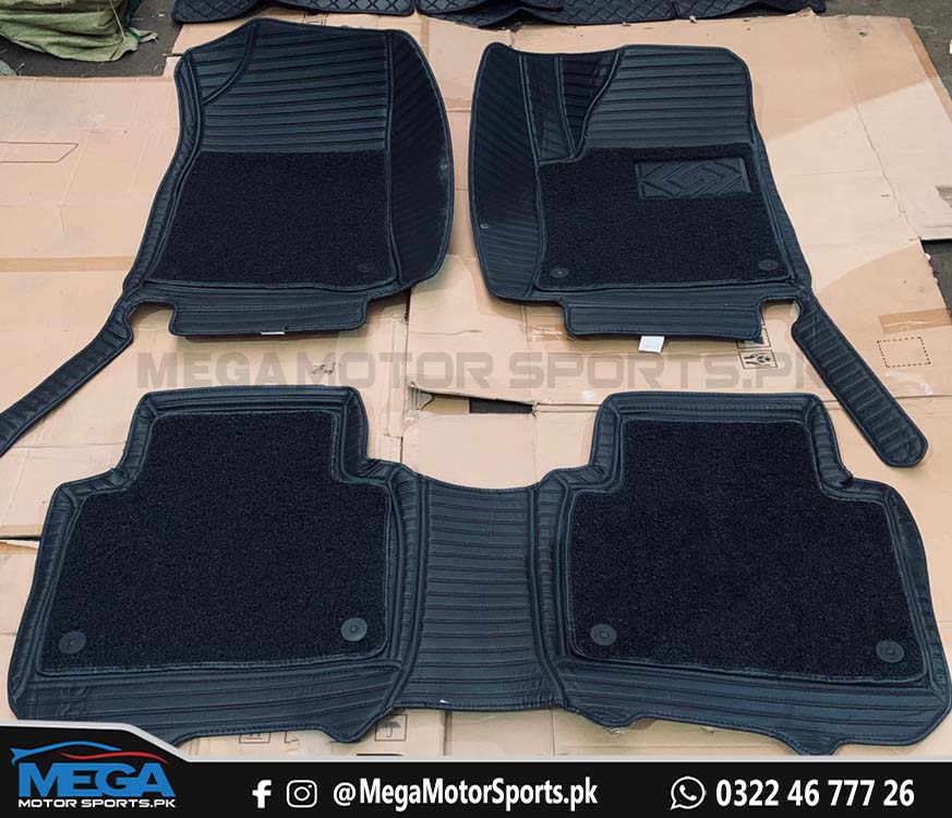 Toyota Revo Rocco GR 9D Black Floor Mats with Black Grass For 2016 2017 2018 2019 2020 2021