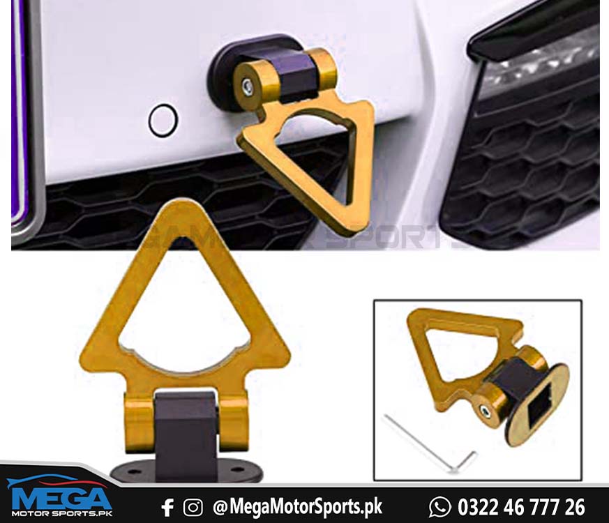 Golden Aluminium Triangular Front Tow Hook | Towing Hook | Tow Hook Dummy For Car