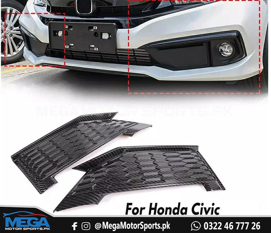 Honda Civic Facelift Bumper Fog Covers Carbon Fiber 2016-2020