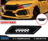 Honda Civic Glossy Black Front Bumper Hood Vent Air Out Decoration For 2016 2017 2018 2019 2020 2021