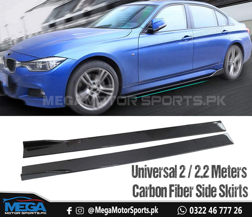 Universal 2 / 2.2 Meters Carbon Fiber Side Skirts / Side Extension - 6 pcs
