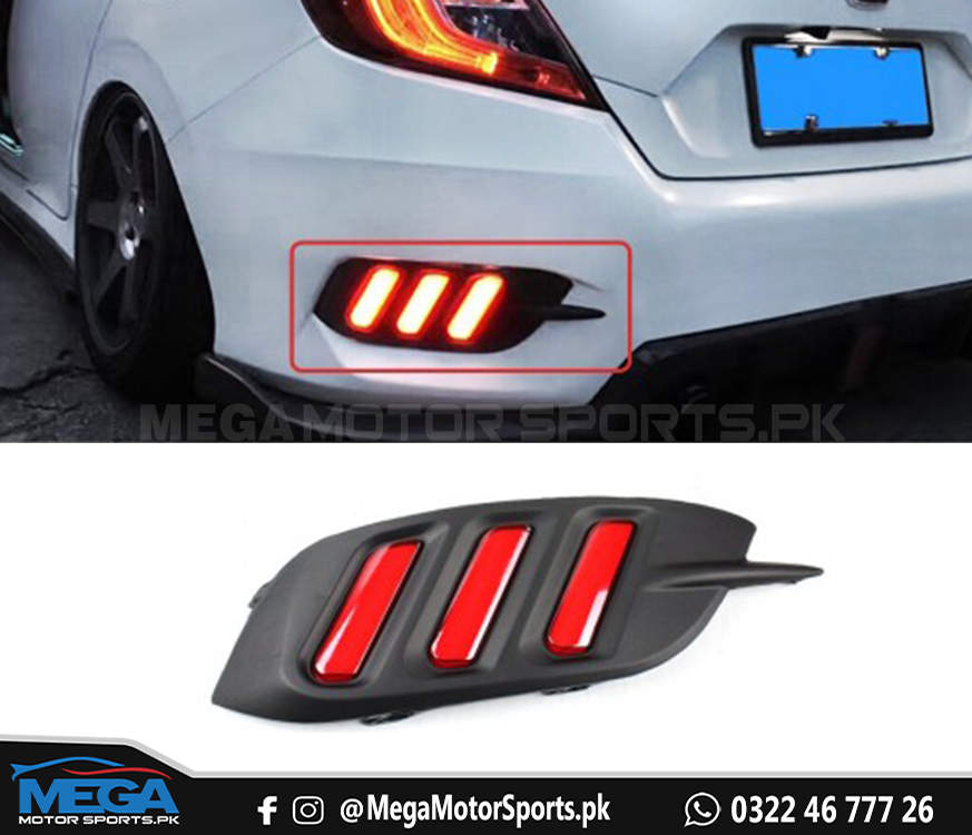 Honda Civic X Rear Bumper Mustang Style DRL For 2016 2017 2018 2019 2020 2021
